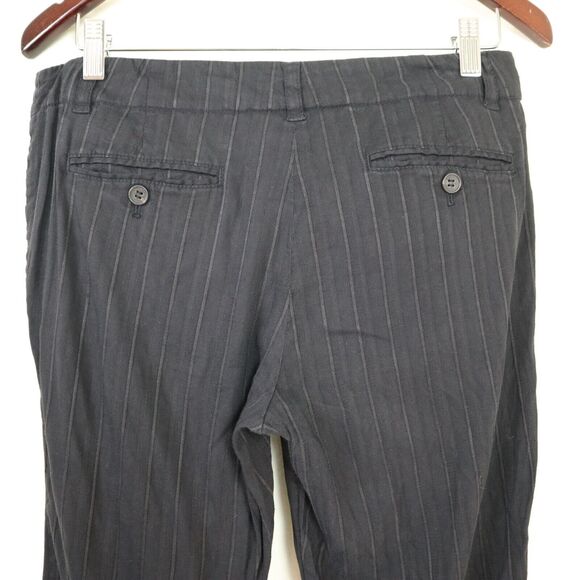 Theory Size 6 Linen Blend Striped Wide Leg Sugar C Trouser Pants Black - Picture 5 of 9